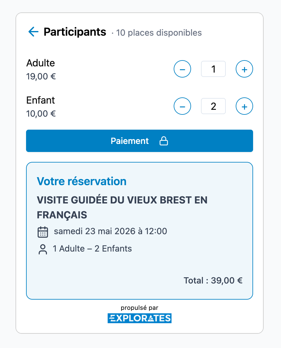 Widget de réservation